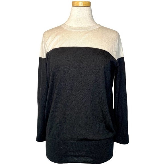 Akris Cashmere Silk Colorblock Crew Neck Sweater Size Large - Picture 1 of 7
